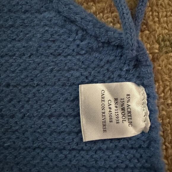 8 Birdies Blue crochet halter scarf style backless crop top S - Picture 7 of 7